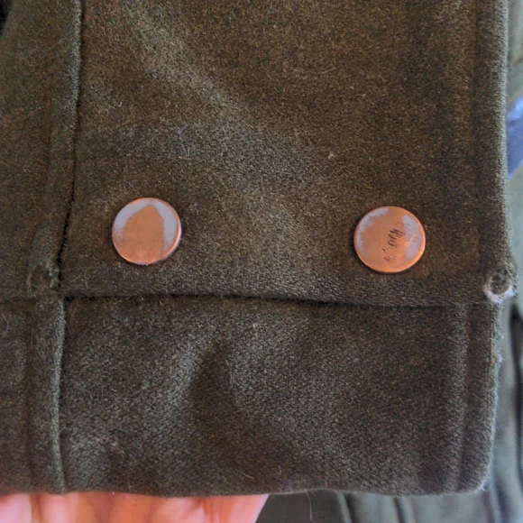 Army Green Wool Utility Coat with Hood - Picture 5 of 12